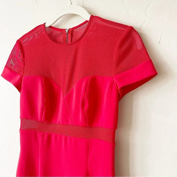 Jay Godfrey Mesh Panel Red Dress Knee Length Womens Size 2 - Picture 4 of 13